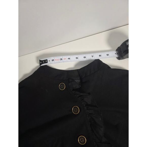 Cynthia Rowley Womens 1x Plus Black Ruffle Button Down Cardigan Sweater Blazer - Picture 3 of 7